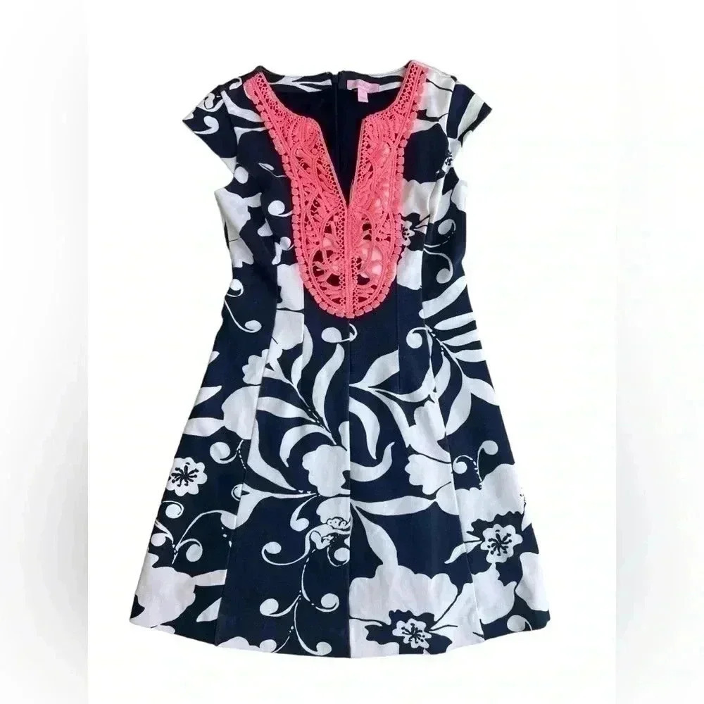 Lilly Pulitzer BRIELLA BRIGHT NAVY Johnny B Fit & Flare DRESS - Picture 9 of 9